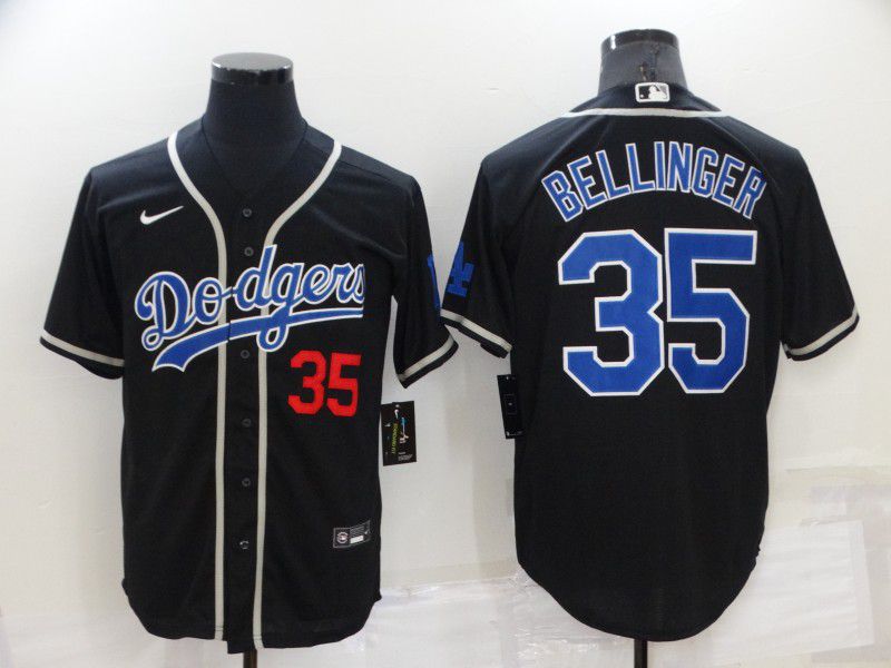 Men Los Angeles Dodgers #35 Bellinger Black game Nike 2022 MLB throwback Jersey